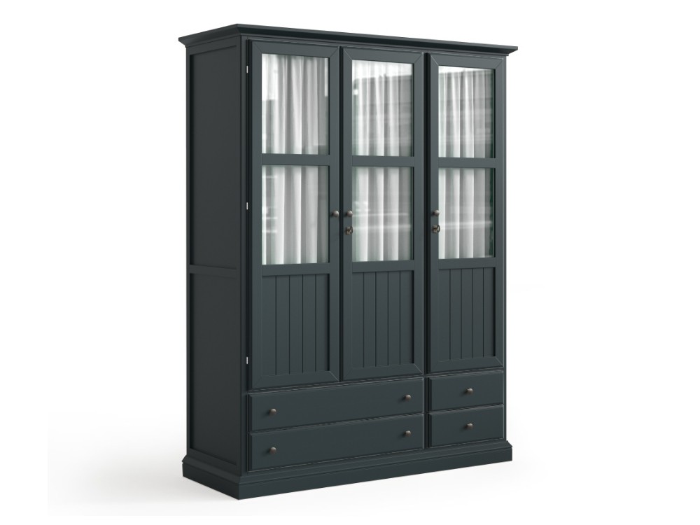 Armario puertas de cristal con visillo Niger de madera maciza de Grupo Seys - 7