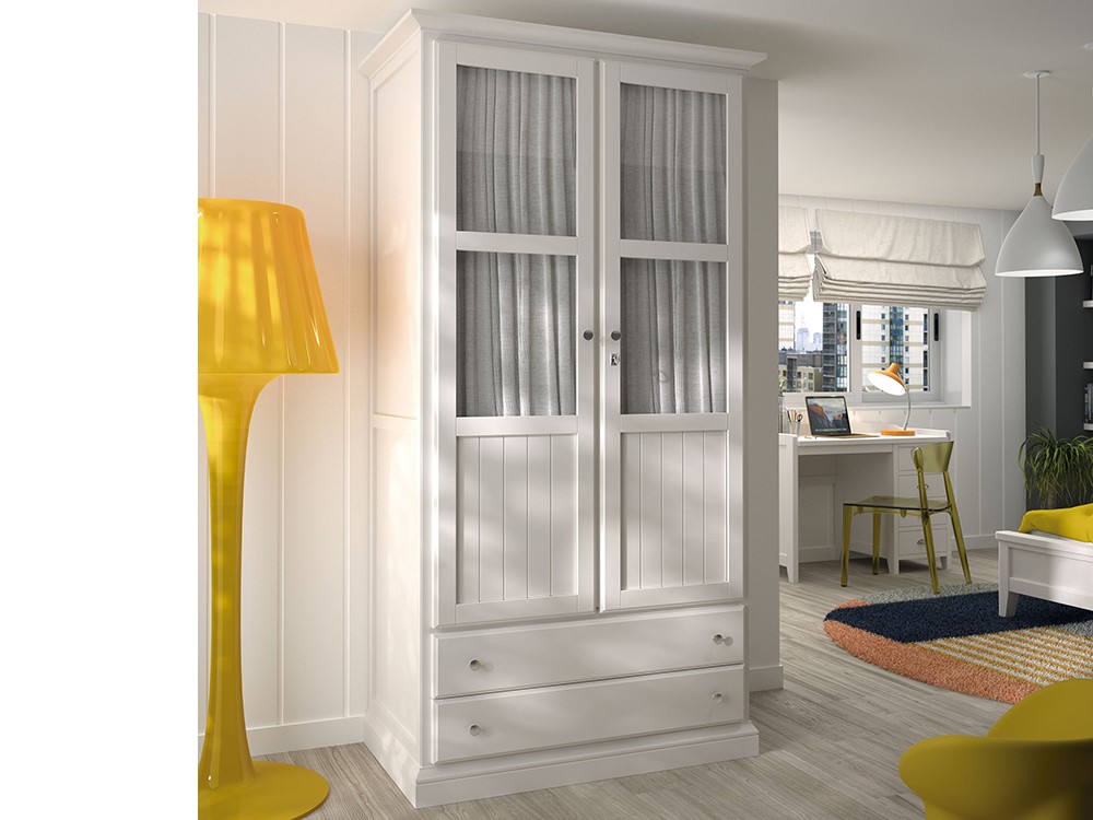Armario puertas de cristal con visillo Niger de madera maciza de Grupo Seys - 12
