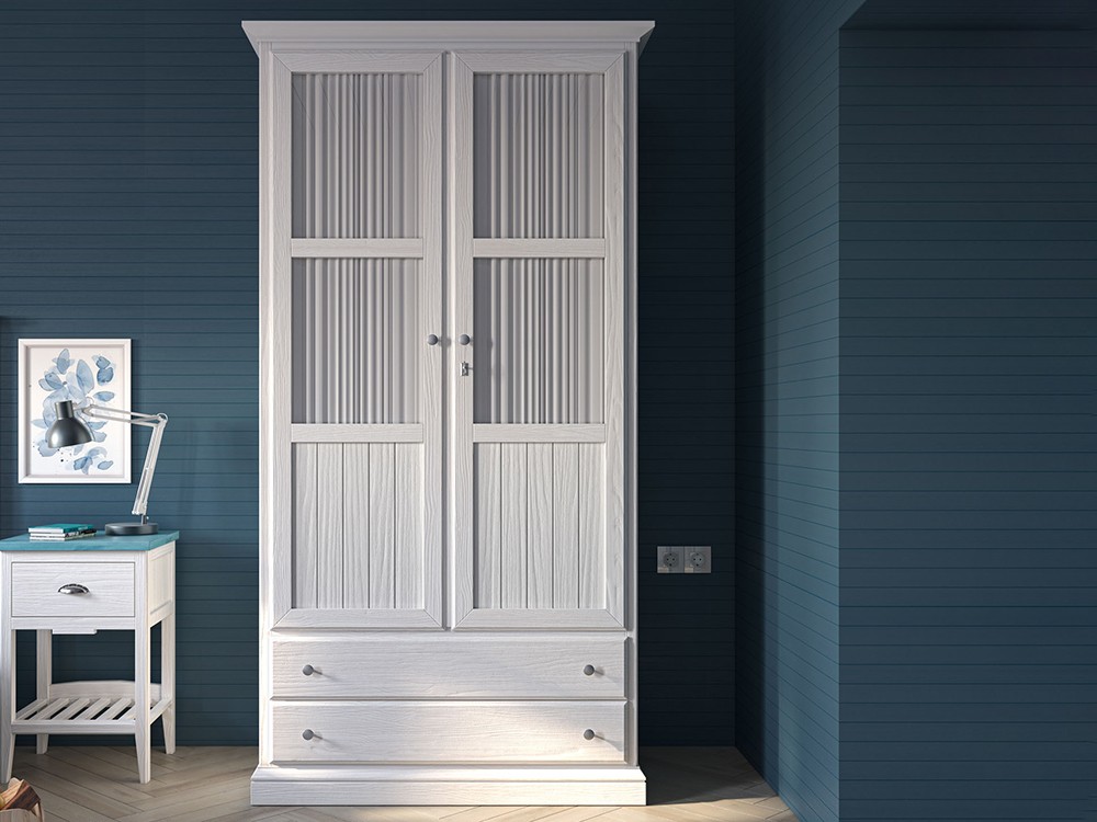 Armario puertas de cristal con visillo Niger de madera maciza de Grupo Seys - 1