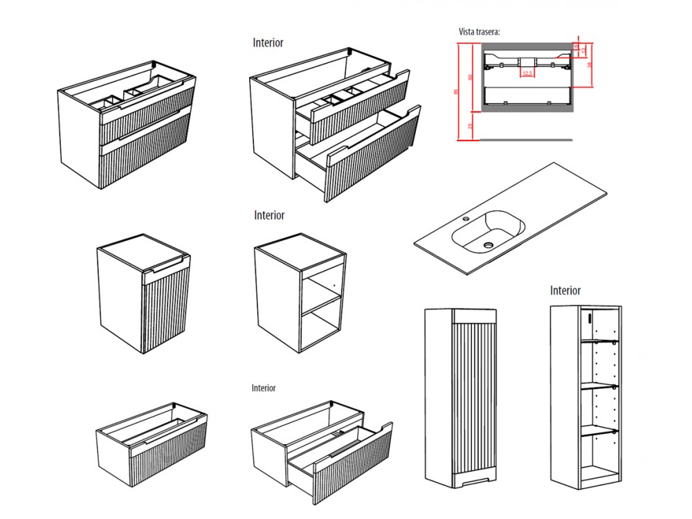 Mueble baño Marsala Blanco decapé en madera maciza de Grupo Seys - 6