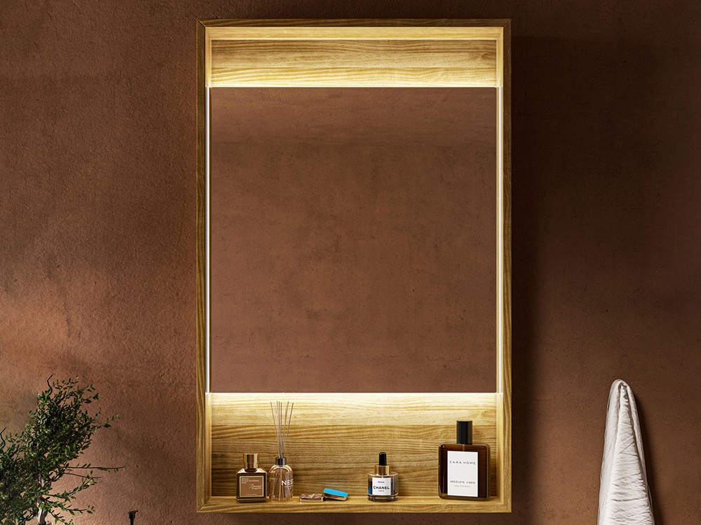 Espejo de baño retroiluminado de madera maciza Odén de Grupo Seys - 2