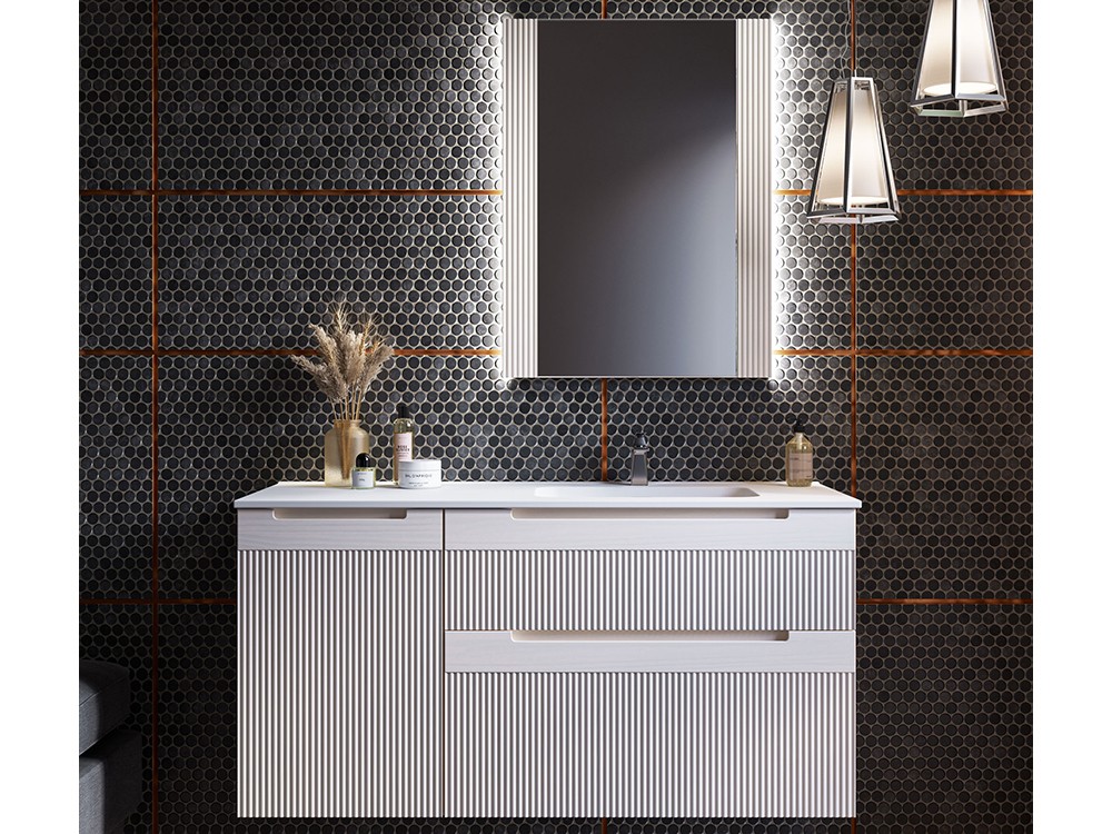 Mueble baño Marsala 05 de madera maciza con encimera y lavabo de porcelana blanca de Grupo Seys - 4