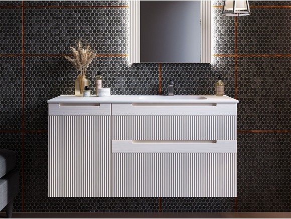 Mueble baño Marsala 05 de madera maciza con encimera y lavabo de porcelana blanca de Grupo Seys - 1