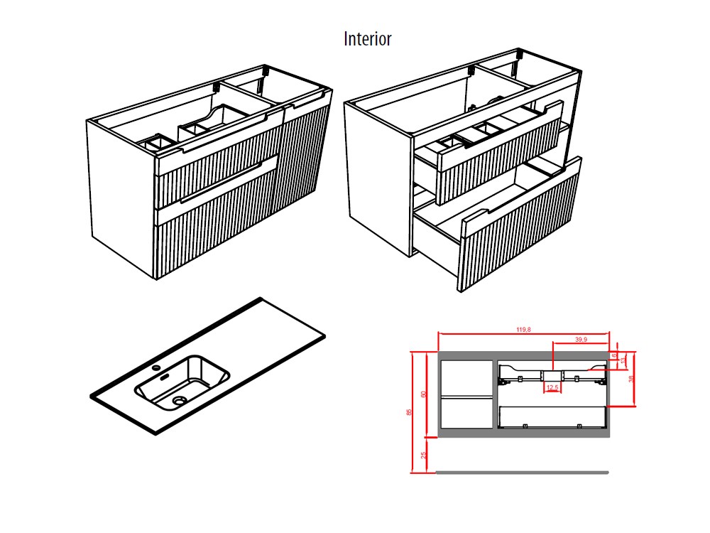 Mueble baño Marsala 05 de madera maciza con encimera y lavabo de porcelana blanca de Grupo Seys - 3