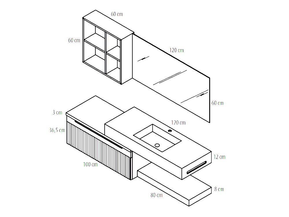 Mueble baño Marsala 06 de madera maciza con lavabo y espejo con luz led de Grupo Seys - 3