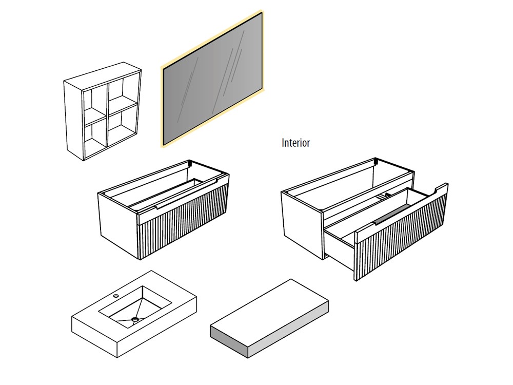 Mueble baño Marsala 06 de madera maciza con lavabo y espejo con luz led de Grupo Seys - 4