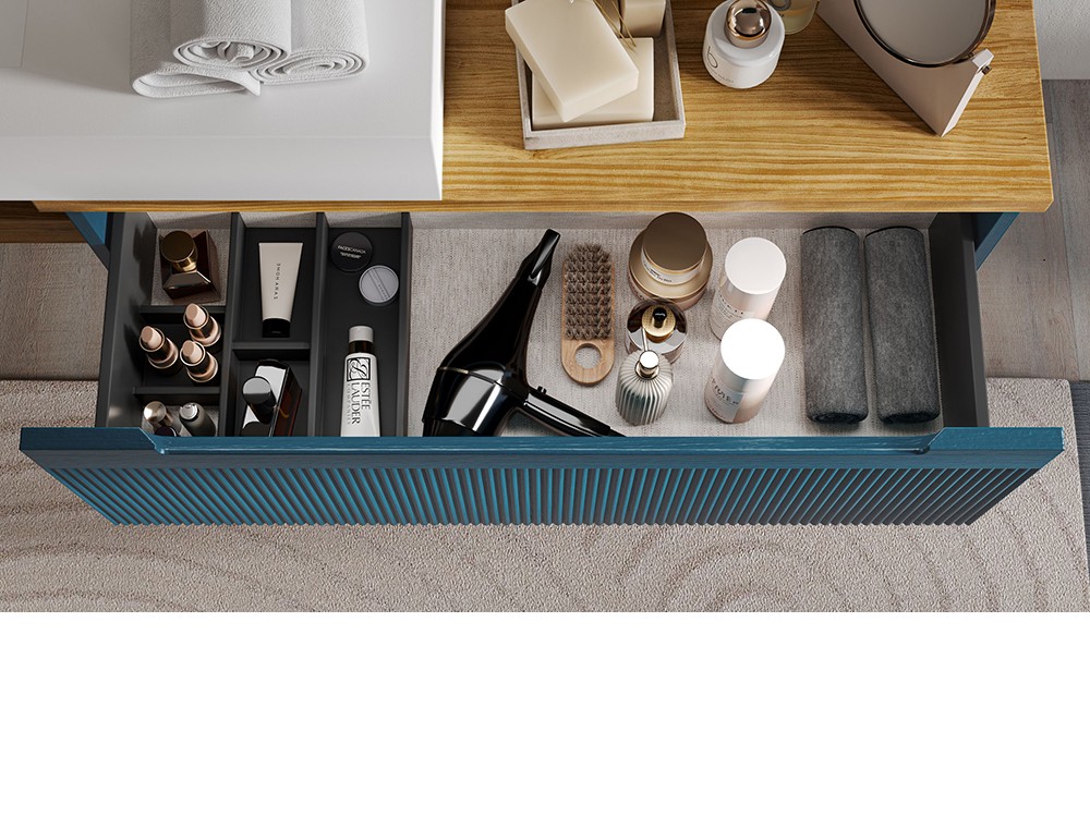 Mueble baño Marsala 06 de madera maciza con lavabo y espejo con luz led de Grupo Seys - 5