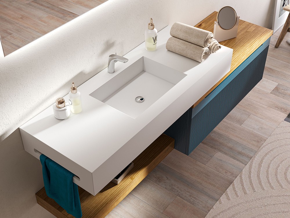 Mueble baño Marsala 06 de madera maciza con lavabo y espejo con luz led de Grupo Seys - 2