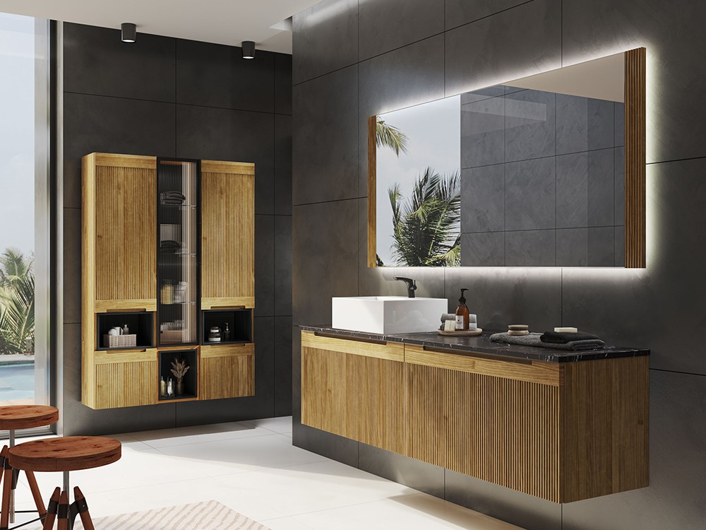Mueble de baño Marsala 12 de madera maciza con puerta de cristal de Grupo Seys - 5