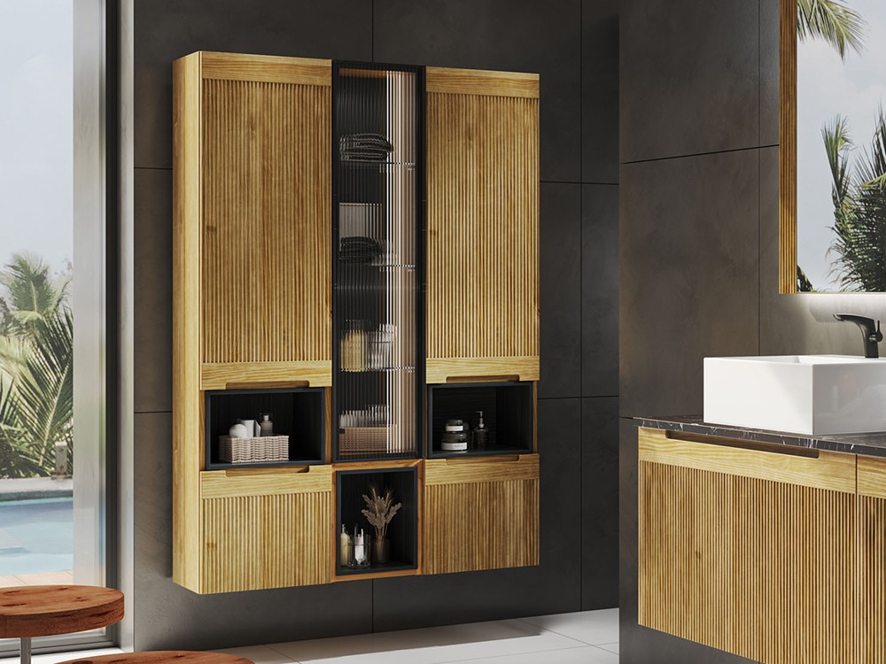 Mueble de baño Marsala 12 de madera maciza con puerta de cristal de Grupo Seys - 1