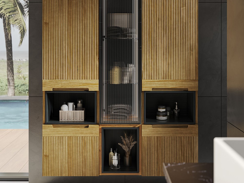 Mueble de baño Marsala 12 de madera maciza con puerta de cristal de Grupo Seys - 3