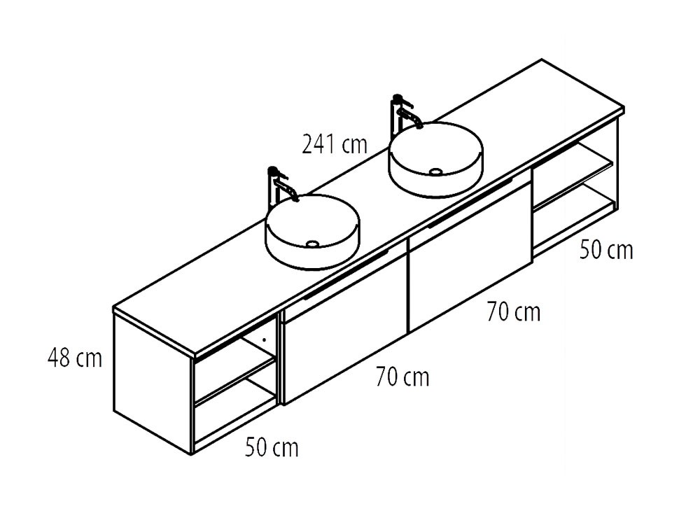 Mueble de baño Catania 17 de madera maciza con lavabos sobre encimera de Grupo Seys - 3