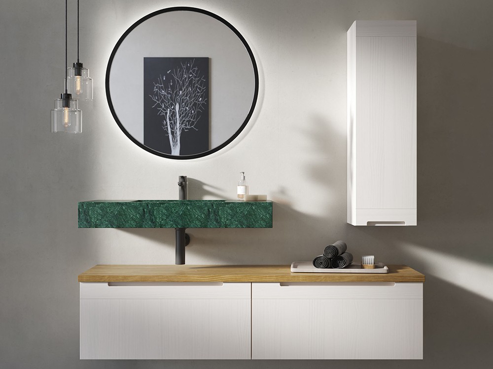 Mueble de baño Catania 19 de madera maciza con lavabo de piedra de Grupo Seys - 1