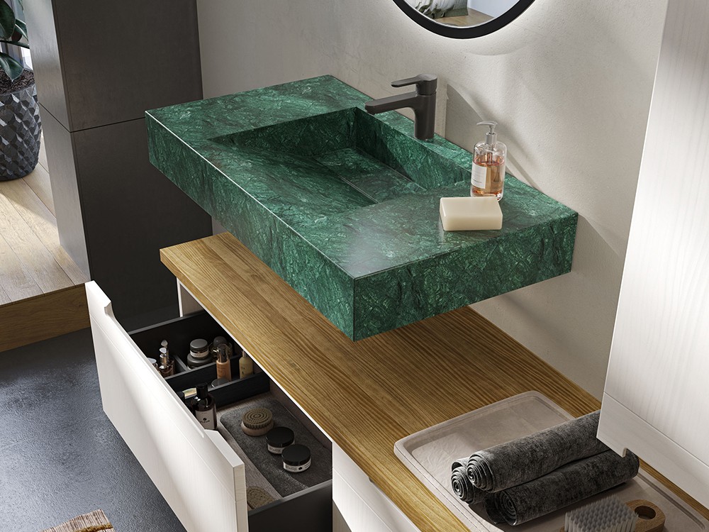 Mueble de baño Catania 19 de madera maciza con lavabo de piedra de Grupo Seys - 2