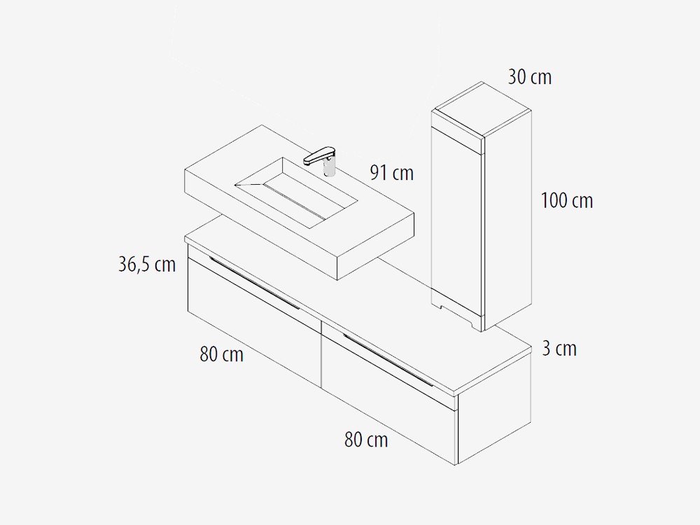 Mueble de baño Catania 19 de madera maciza con lavabo de piedra de Grupo Seys - 4