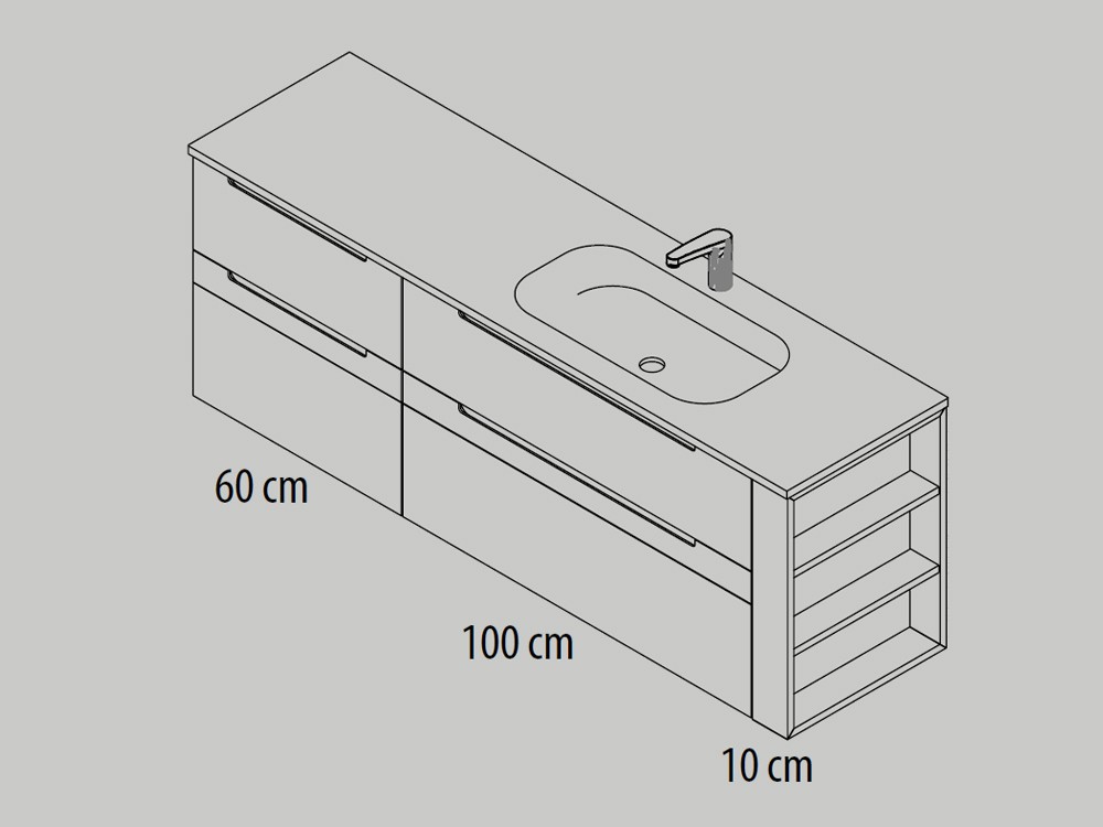 Mueble de baño Catania 20 de madera maciza con lavabo de Grupo Seys - 4