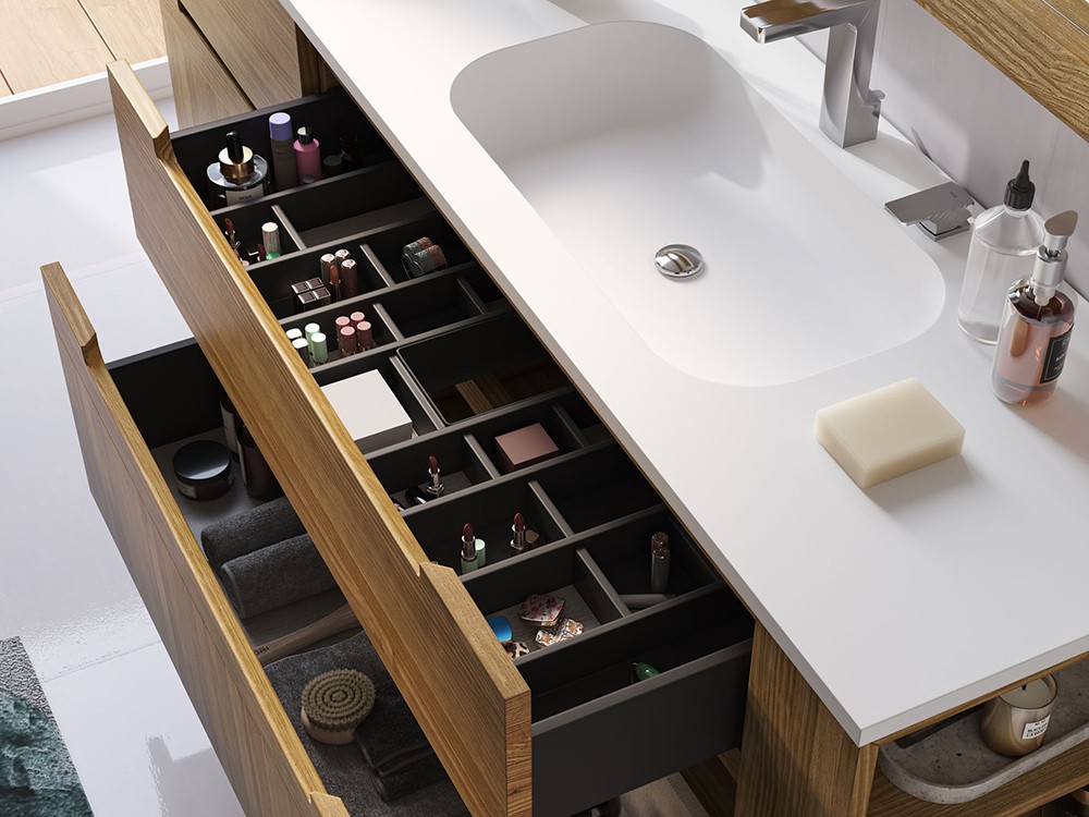 Mueble de baño Catania 20 de madera maciza con lavabo de Grupo Seys - 3