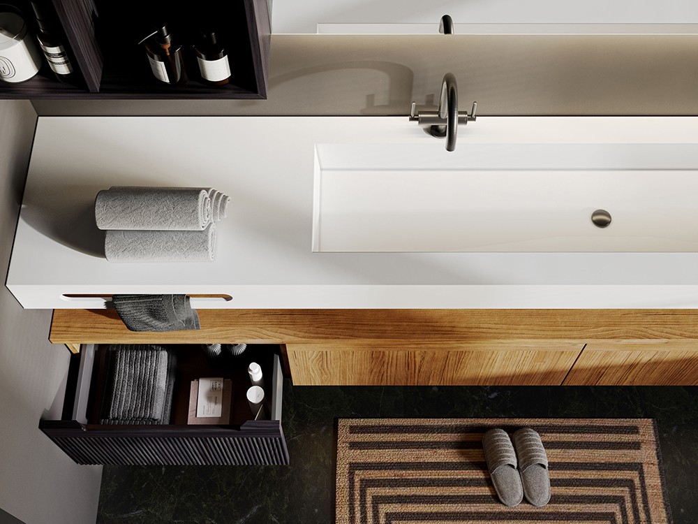 Mueble de baño Catania 24 de madera maciza con lavabo doble de Grupo Seys - 2