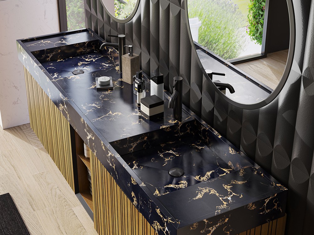 Mueble de baño Naox 30 de madera maciza con encimera con lavabo de Grupo seys - 2