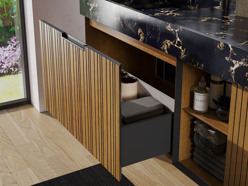 Mueble de baño Naox 30 de madera maciza con encimera con lavabo de Grupo seys - 3