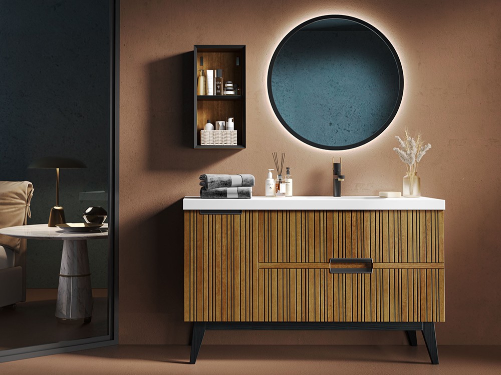 Mueble de baño Naox 31 de madera maciza con encimera con lavabo de Grupo Seys - 1