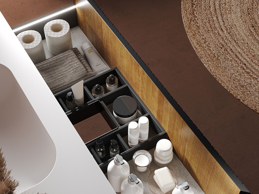 Mueble de baño Naox 31 de madera maciza con encimera con lavabo de Grupo Seys - 3