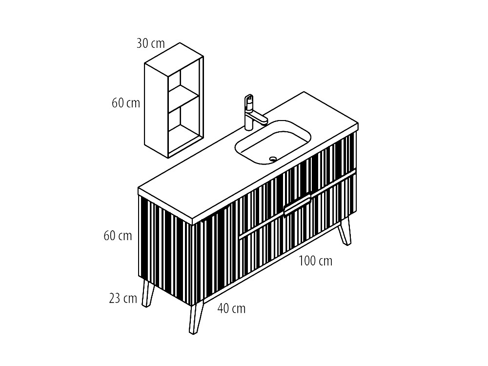 Mueble de baño Naox 31 de madera maciza con encimera con lavabo de Grupo Seys - 5