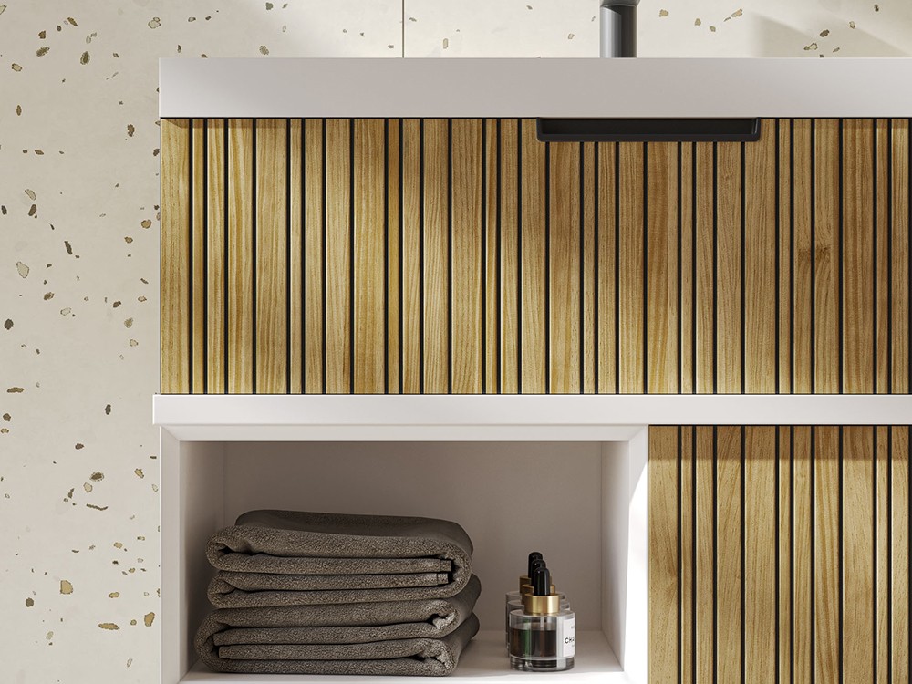 Mueble de baño Naox 35 de madera maciza con encimera y lavabo de Grupo Seys - 3