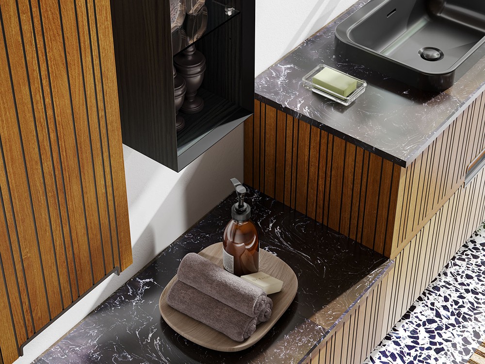 Mueble de baño Naox 37 de madera maciza con encimera y lavabo de Grupo Seys - 3