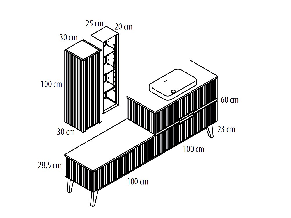 Mueble de baño Naox 37 de madera maciza con encimera y lavabo de Grupo Seys - 4