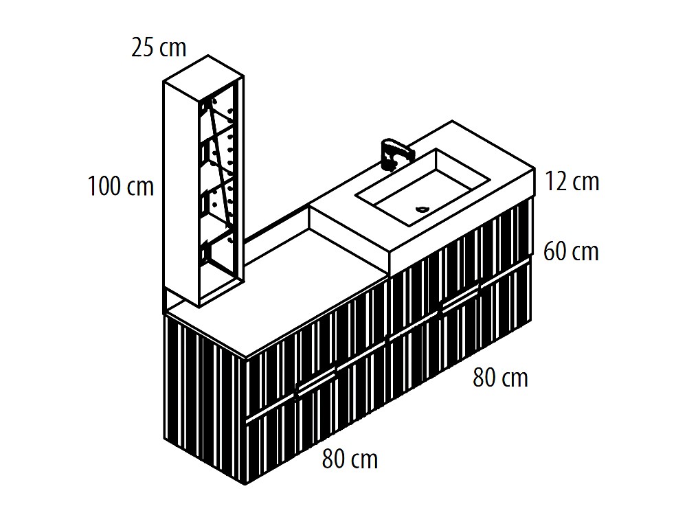 Mueble de baño Naox 39 de madera maciza con encimera y lavabo de Grupo Seys - 3