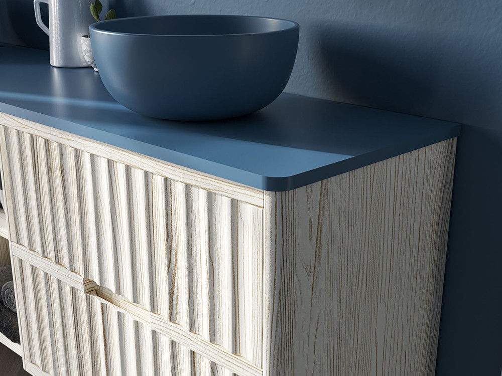 Mueble de baño Palermo 43 de madera maciza con encimera y dos lavabos de Grupo Seys - 4