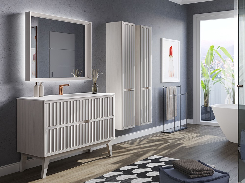 Mueble de baño Palermo 48 de madera maciza con encimera y lavabo de Grupo Seys - 1