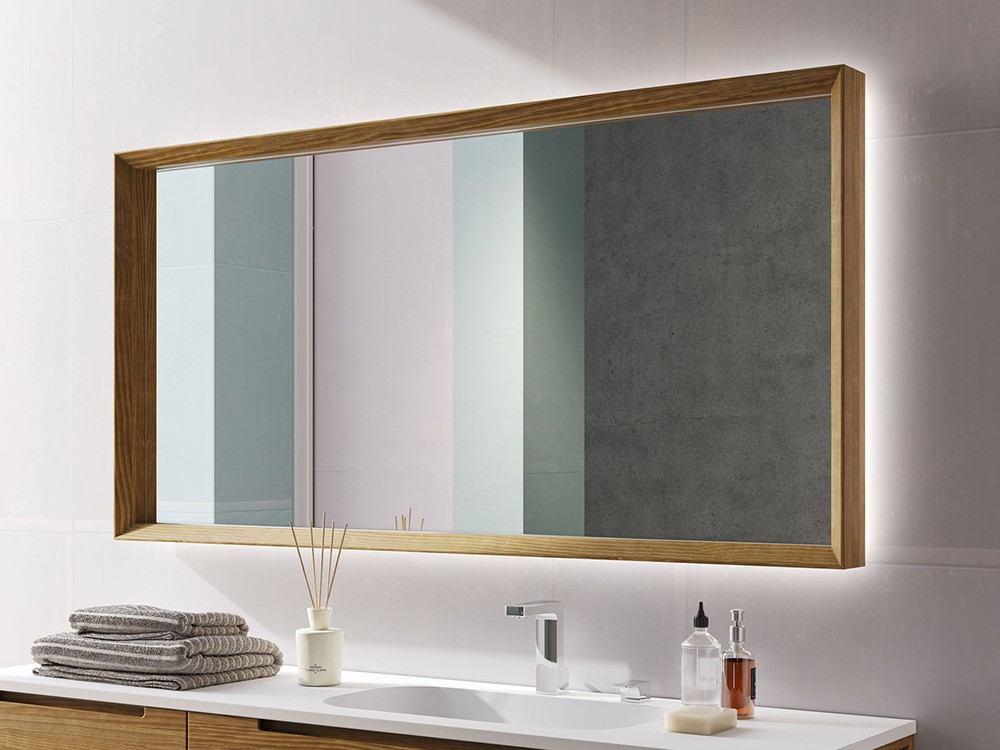 Espejo de baño led Oberón con marco de madera maciza de Grupo Seys - 1