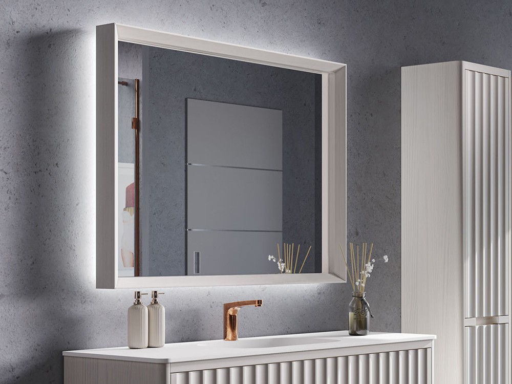 Espejo de baño led Oberón con marco de madera maciza de Grupo Seys - 2