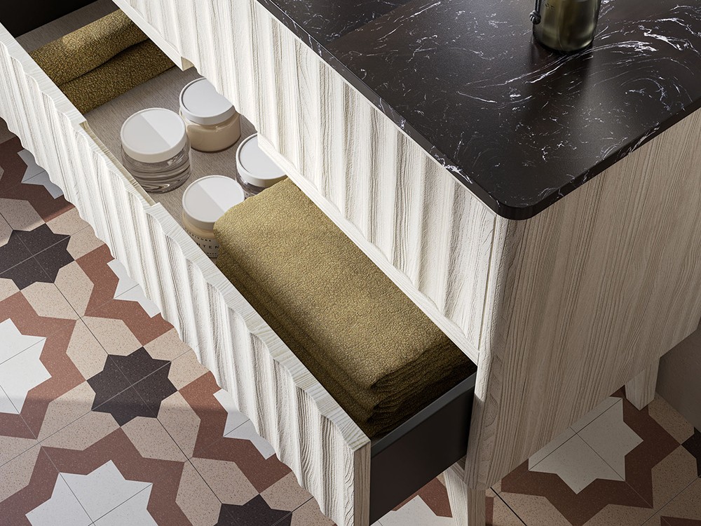 Mueble de baño Palermo 49 de madera maciza con encimera y lavabo de Grupo Seys - 2