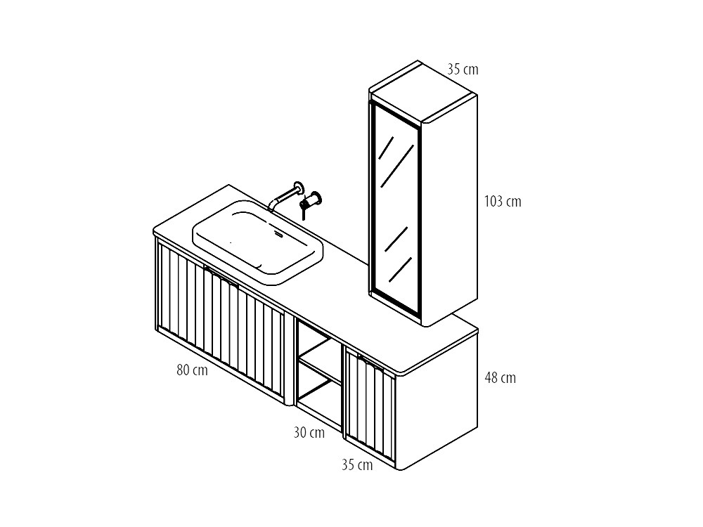 Mueble de baño Palermo 53 de grupo seys con encimera y lavabo de Grupo Seys - 5