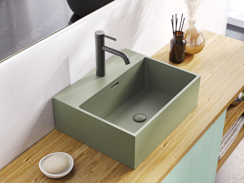 Lavabo sobre encimera Cubo de porcelana esmaltada Grupo Seys - 1