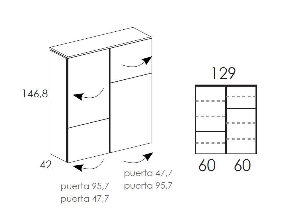 Aparador alto con cuatro puertas de melamina Muss Tegar Mobel - 9