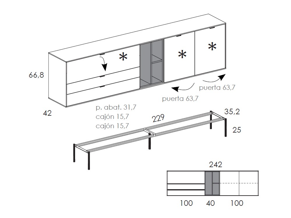 Aparador bajo Natur 16 de melamina de primera calidad de Tegar Mobel - 8