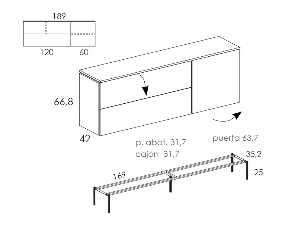 Aparador bajo de melamina Muss 16 de Tegar Mobel - 9