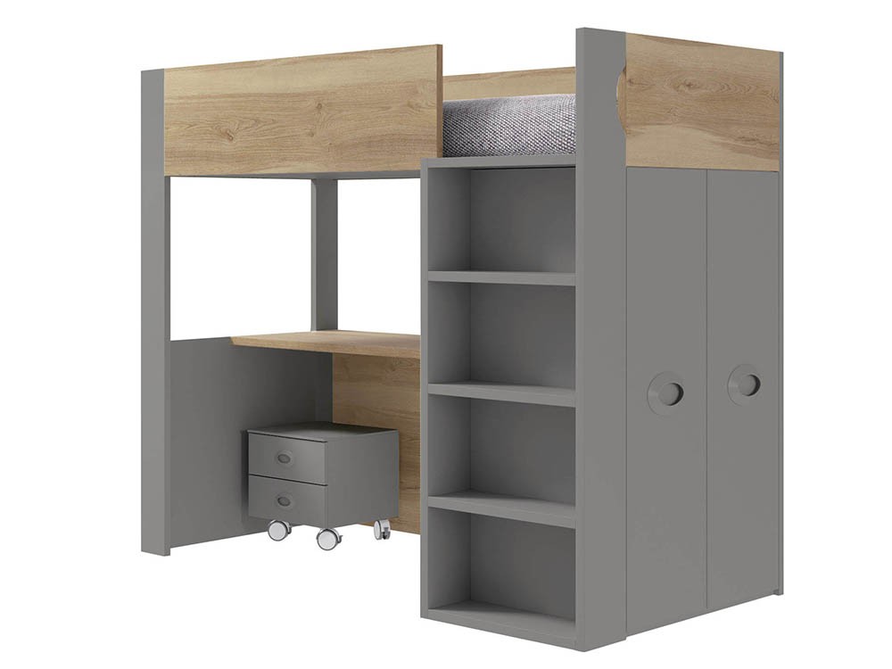 Cama alta con escritorio y armario Vitta de Tegar Mobel - 3