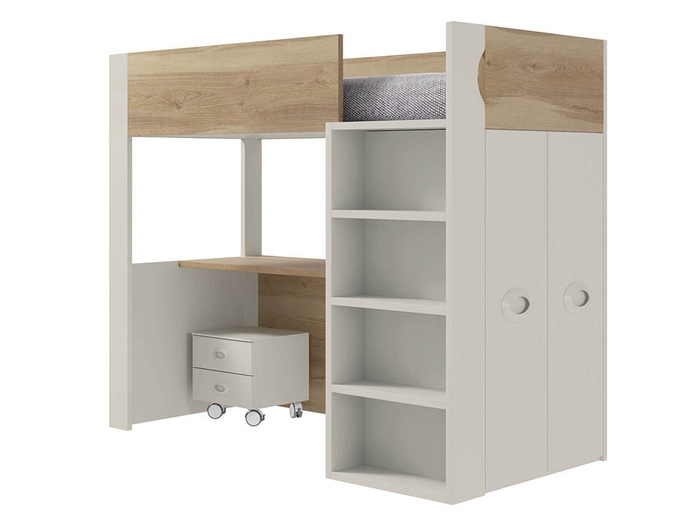 Cama alta con escritorio y armario Vitta de Tegar Mobel - 5