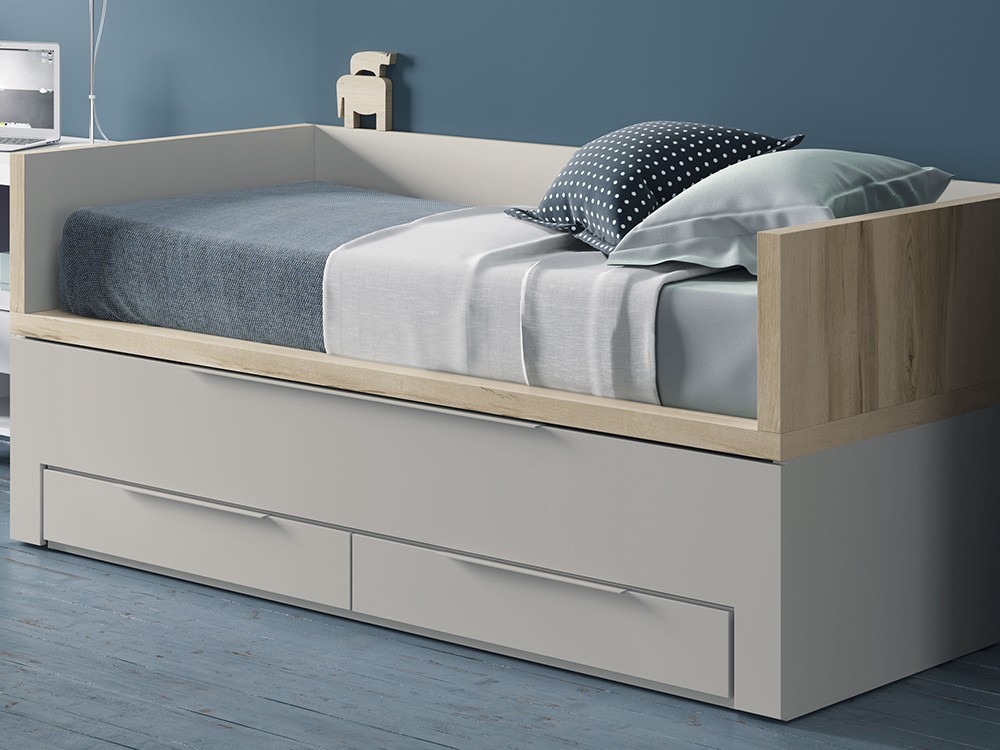 Cama compacta Premium con deslizante y dos cajones QBn-10 Tegar Mobel - 4