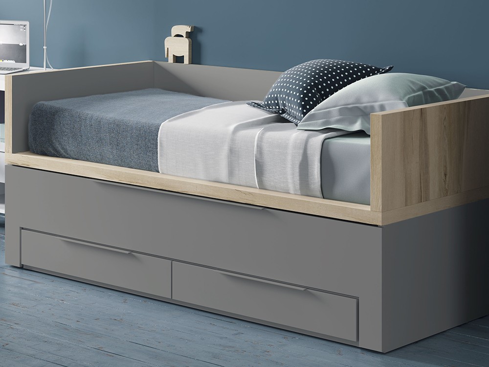 Cama compacta Premium con deslizante y dos cajones QBn-10 Tegar Mobel - 6