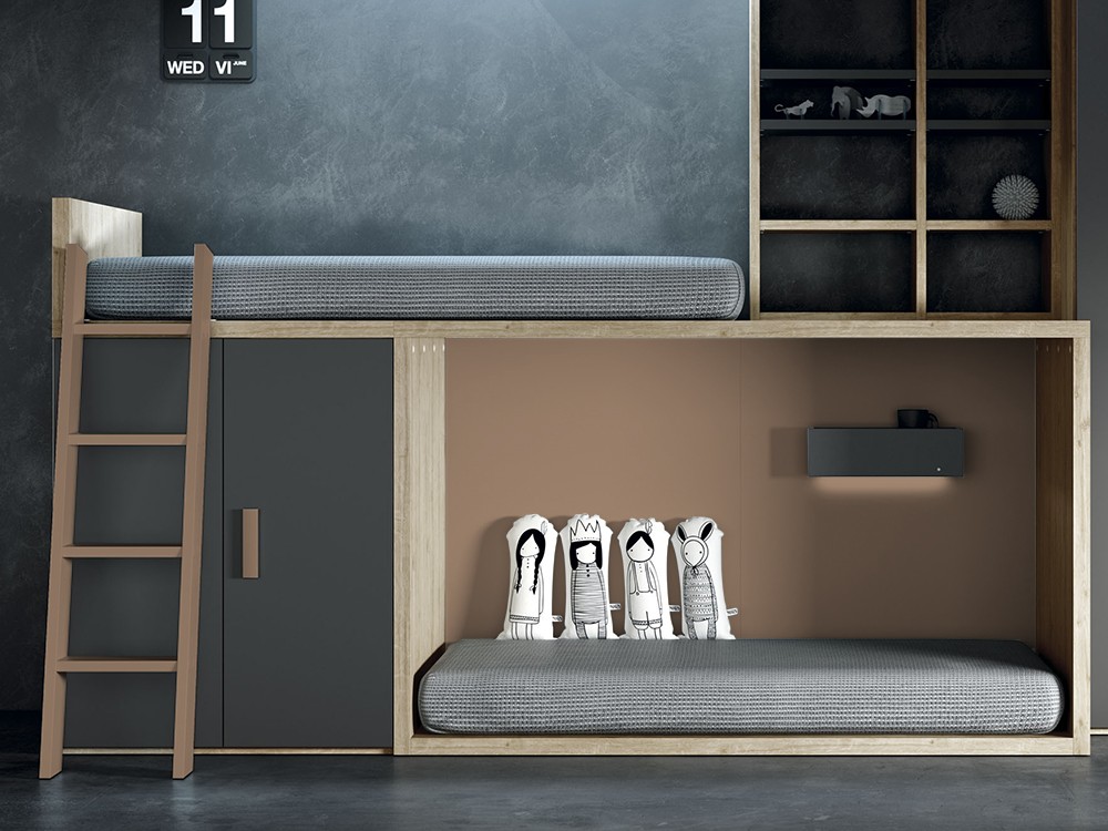 Dormitorio juvenil con litera tren Dado Tegar Mobel - 1