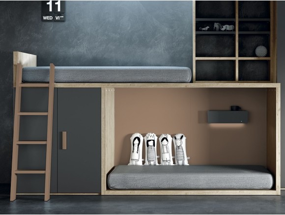 Dormitorio juvenil con litera tren Dado Tegar Mobel - 1