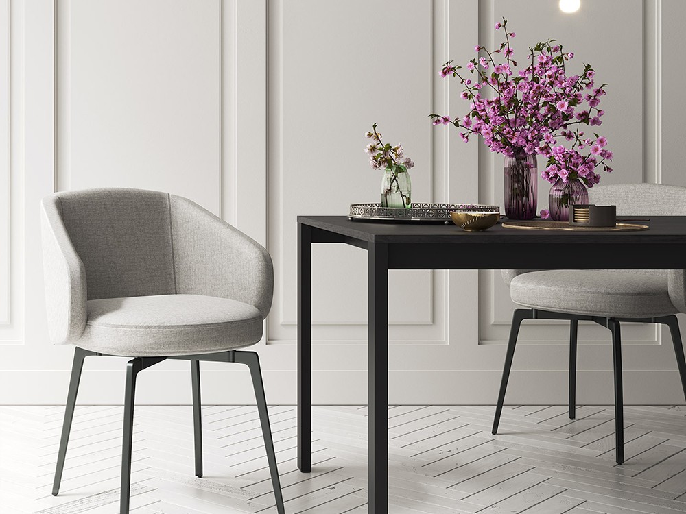 Mesa de comedor fija con estructura de metal y sobre de madera Muss de Tegar Mobel - 2