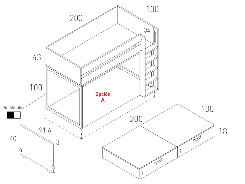 Litera con cajones Alfa Flow de jotajotape - 9