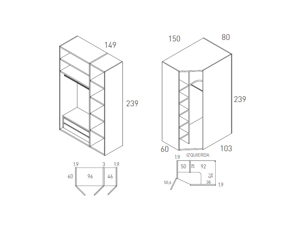 Armario vestidor rincón Flow 36 de Jotajotape - 3